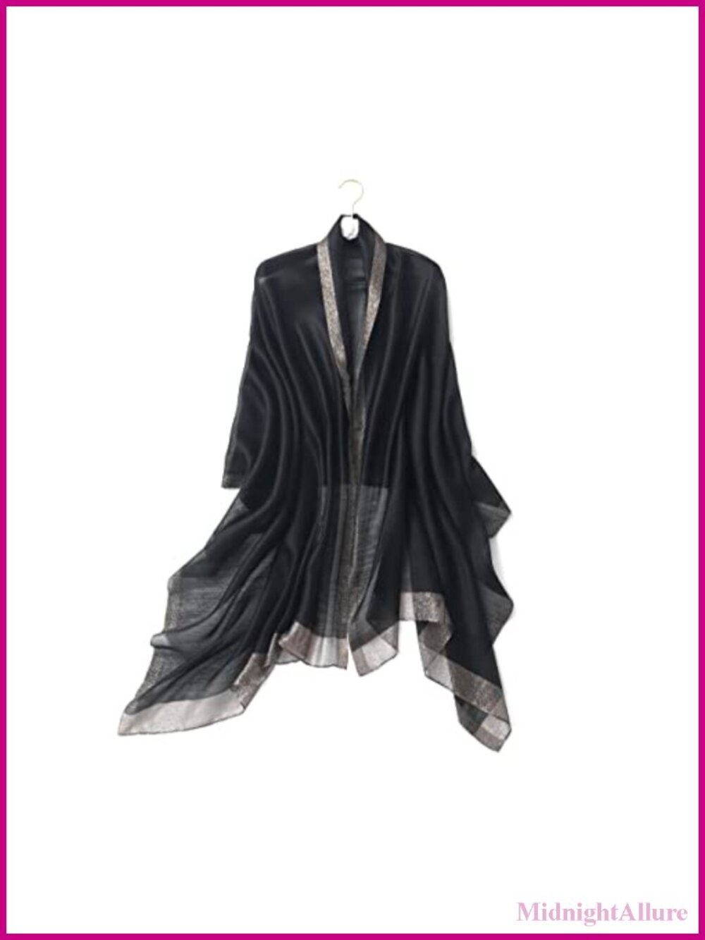 Silk Wool Blend Shawl Wrap Evening Dress Scarf Gold Trim Gift for Women